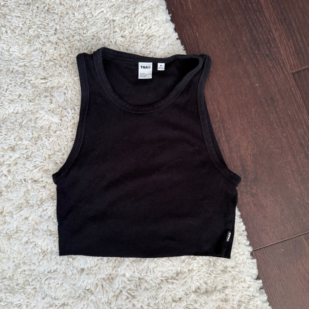 TNA Cropped Black Tank Top